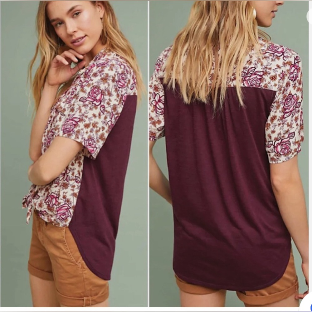 Anthropologie Bergen Floral Porridge Buttondown Shirt - Women’s medium; boho top